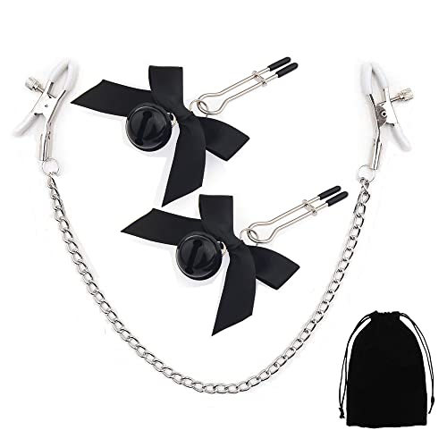 3 PCs Nipple Clamps with Chain & Bow-knot, Nipple Clamps Non Piercing, Nipple Clips for Women Pleasure Sex (Mix2)