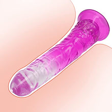 Load image into Gallery viewer, Realistic Dildos Penis with Suction Cup Base for Hands-Free Play, TPE Material Flexible Dildo for Female Vaginal G-spot Stimulator &amp; Anal Play Adult Sex Toy (Translucent Semi Purple)
