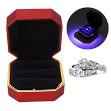 Load image into Gallery viewer, DOINGKING Lighted Rings Box, Plastic Outer Layer Luxurious and Elegant Easy to Carry Easy to Open and Close Lighted Ring Display Box for Marriage Proposals for Lovers(red)
