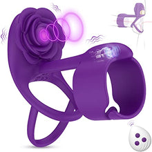 Load image into Gallery viewer, Vibrating Cock Ring Sex Toys for Couples - RIDMII 3 IN 1 Vibrating Penis Ring with 10 Vibration, Rose Shaped Female Clitoral Stimulator Vibrators with Remote, Vibrating Ring Adult Sex Toys for Couples
