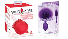 Load image into Gallery viewer, Sexy, Kinky Gift Set Bundle of Wild Rose and Tongue and Icon Brands Cottontails, Silicone Bunny Tail Butt Plug, Purple
