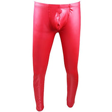 Load image into Gallery viewer, YiZYiF Fashion Men&#39;s Faux Leather PVC Trousers Night Club Dance Slim Long Pants (Medium(Waistline 27.0-38.0&quot;/68-96cm), Red)
