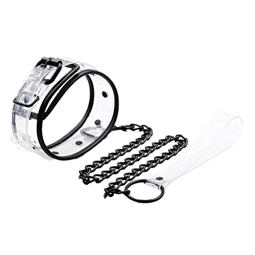 PRETYZOOM Transparent Choker Traction Rope Leather Neck Collar Adult Pleasure Toys for Adults Couple Home Hotel Household Accessories