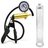 LeLuv Ultima Black Premium Penis Pump Uncollapsable Hose & Ergonomic Silicone Grip + Gauge & Cover 12