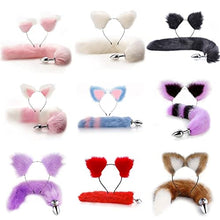 Load image into Gallery viewer, Sexy Fox Metal Butt Plug Tail with Hairpin Kit Tail for Couple Cosplay (Color : Gold)
