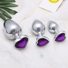 Load image into Gallery viewer, 2022 Newly Anal Sex Trainer 3PCS Silicone Jeweled Butt Plugs, Anal Sex Toys Kit for Starter Beginner Men Women Couples,Adult Anal Sex Toys with Different Sizes Heart-Shaped (1-Purple)
