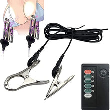 Load image into Gallery viewer, Electric Shock Nipple Clamps, Adjustable Current Level Electric Nipple Clamps, Nipple Jewelry Non Piercing, Suitable for Ladies Own Use and Flirting with Couples (A)
