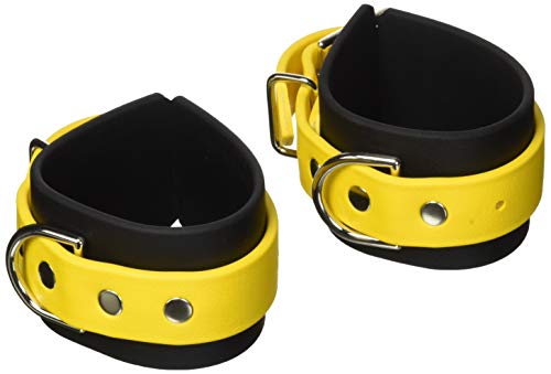 Heart 2 Heart Restraints Wrist Biothane Rubber, Black/Yellow, 4.8 Ounce