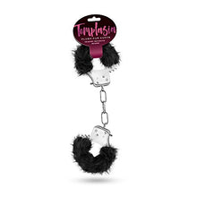 Load image into Gallery viewer, Blush Novelties - Temptasia Metal Hand Cuffs Plush Faux Fur Wrist Restraints Couples Bondage BDSM Kinky Sex Toy - Black
