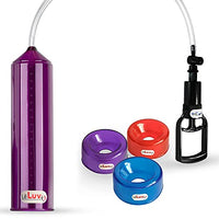 LeLuv Vacuum Pump Easyop Purple 2.25 Inch x 9 Inch Cylinder Tgrip Handle Clear Kink-Resistant Hose Bundle with 3 TPR Seals One of Each Size