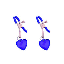 Load image into Gallery viewer, 1 Pair Nipple Clamps with Heart Ornaments, Decorative Nipple Jewelry for Daily Wearing or Couple Flirting, Nipple Clips for Women Pleasure (Deep Blue)
