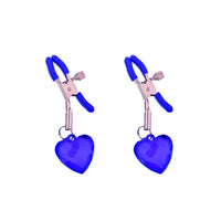 1 Pair Nipple Clamps with Heart Ornaments, Decorative Nipple Jewelry for Daily Wearing or Couple Flirting, Nipple Clips for Women Pleasure (Deep Blue)