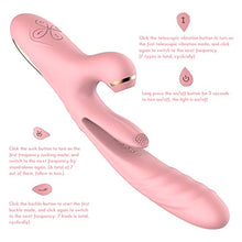 Load image into Gallery viewer, Flapping Vibrator Massager for Women: G Spot Rabbit Vibrator with 7 Vibration 7 Sucking Modes, Triple Stimulator Waterproof Rechargeable Powerful Dual Motor Rose Sex Toy-Pink
