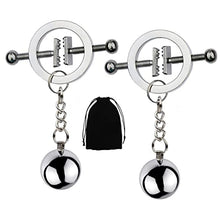 Load image into Gallery viewer, MONEYN 1 Pair Stainless Steel Nipple Clamps, Adjustable Nipple Clamps with Weight Ball, Non-Piercing Nipple Rings, Breast Clips Nipple Jewelry for Women Men Pleasure Sex (E)
