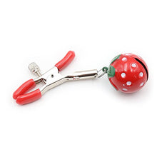 Load image into Gallery viewer, 2PCs Cute Nipple Clamps with Strawberry Bells Pendant, Nipple Clips Toys for Own Use or Flirting, Nipple Clamps Adjustable Nipple Clips, Nipple Clamps Non Piercing (Large Bells)
