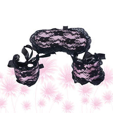 Load image into Gallery viewer, HEALLILY Women Lingerie Lace Blindfold Eye Mask Role Play Handcuff Costume Parties Pink
