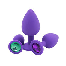 Load image into Gallery viewer, Connoworld Silicone Butt Insert Anal Plug Shiny Rhinestone Base Trainer Prostate Massager Toy for Male,Female,and Beginner S,M,L Sizes
