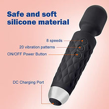 Load image into Gallery viewer, Powerful Personal Wand Massager with 8 Speeds 20 Patterns &amp; Flexible Neck, Cordless Handheld Waterproof Magic Massager for Neck Shoulder Body Back Relieves Muscle Tension at Home or in Trip.
