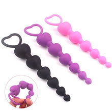 Load image into Gallery viewer, Heart Beads Soft Anal Plug Anus Toys Big Balls Silicone G-Spot Stimulating Butt Plugs Adult Couple (Color : S22-purple)
