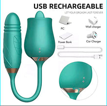 Load image into Gallery viewer, Hot Newly Teal Green Rose &amp;Vibrator Plus, 55x55x300mm, 6.0 ounces, 60.0 Count
