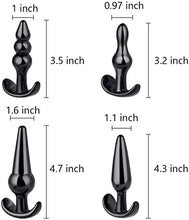 Load image into Gallery viewer, 4pcs Silicone Pleasure Plug Toy Butt Expander Plug for Couples Beginners Anales Toy Plug Trainer Set Women Men Flirting Toy Anel Plug Training Kit Plug Bead Waterproof Sunglasses, Black
