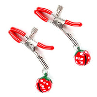 1 Pair Cute Strawberry Nipple Clamps Decorative Nipple Clamps with Bells Nipple Clips for Women Pleasure Adult Sexual Toys for Couples (Small Bell)