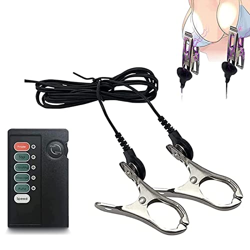 2023 New Electric Shock Nipple Clip, Nipple Clamps, Nipple Jewelry Non Piercing, Suitable for Ladies Own Use and Flirting with Couples e5 (1 Set)