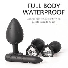 Load image into Gallery viewer, 4Pcs Set Luxury Metal Butt Toys Heart Shaped Anal Trainer Jewel Butt Plug Kit S&amp;M Adult Gay Anal Plugs Woman Men Sex Gifts Things for Beginners Couples Large/Medium/Small,Black
