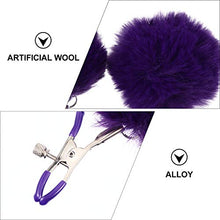 Load image into Gallery viewer, Healifty 1 Pair Purple Non Pierced Nipples Clamps Pom Pom Ball Shield Rings Nipples Rings for Lovers
