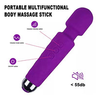 Load image into Gallery viewer, Purple 20 Patterns Mini Wand Massager USB Rechargeable Silicone AV Vibrator Pleasure Woman Stimulation Toys 2023
