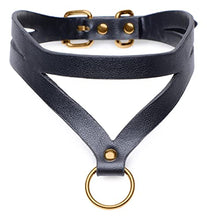 Load image into Gallery viewer, Master Series Bondage Baddie Black and Gold Collar with O-Ring,AG724
