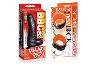 Sexy Gift Set of Big Black Cock Phat Boy 9 Inch Dildo and Icon Brands Orange is The New Black, Love Cuffs, Ankle