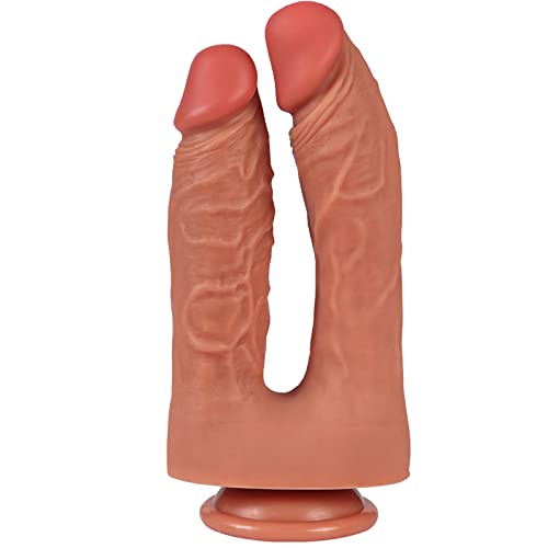 Anfei Realistic Double Dildos, Dual Layer Silicone Adult Toys with Suction Cup, Sex Toys for Masturbation