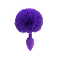 Pure Love Fluffy Bunny Tail, Silicone Anal Butt Plug, Purple Color, Adult Sex Toy, 45g