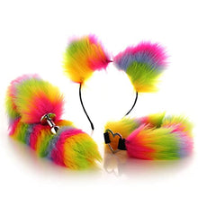 Load image into Gallery viewer, Oligage Novelty Fox Tail Plug Rainbow Set Removable Anal Plug Butt Plug Cosplay Adult (Color : Raccoon Set S Plug)
