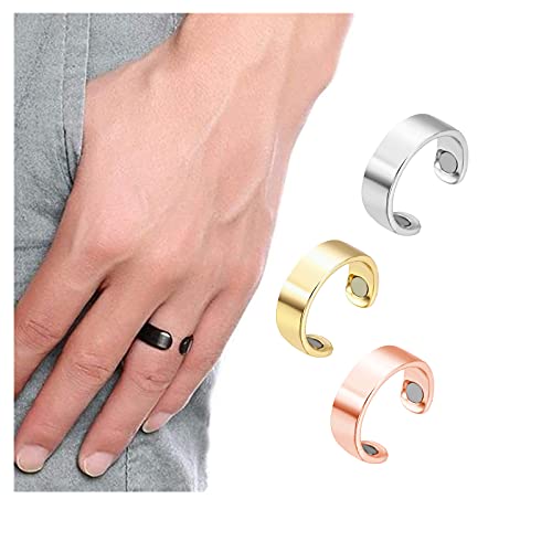 Blood Sugar Control Ring, Magnetic Therapy Ring, Copper Magnet Rings Opening Adjustable, Magnetic Therapy Copper Energy Adjustable Ring, Therapeutic Magnetic Rings with Strong Magnets (A-3PCS)