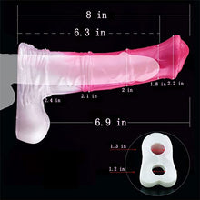 Load image into Gallery viewer, Horse Penis Sleeve with Cock Ring 8 Inch Silicone Penis Hollow Sleeves with Extention Enlargement Soft Adult Toy for Male Women Couples - L
