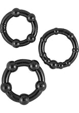 Load image into Gallery viewer, Ram Beaded Cockrings (Black) with Free Bottle of Adult Toy Cleaner
