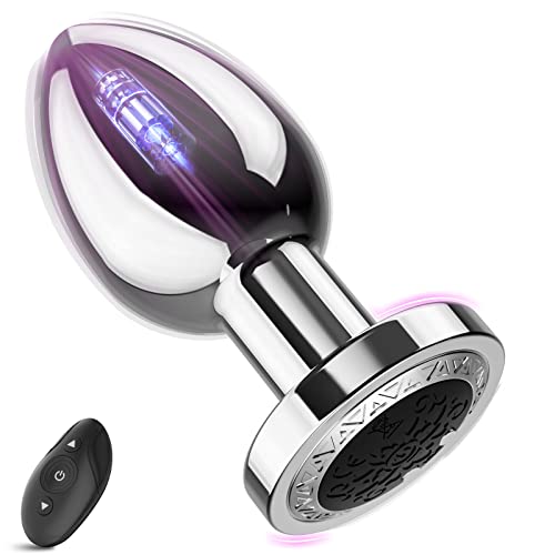 Efgove Vibrating Butt Plug Metal Anal Vibrator with 10 Vibration Modes, Prostate Massager Adult Toys Stimulator G Spot Sex Toys for Men, Women and Couples