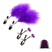 Feather Nipple Clamps Bells Plug Toy Butt Nipple Clip Breasts Sexual Pleasure Adjustable Non Piercing Clip on Jewelry with Flannel Bag