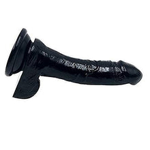 Load image into Gallery viewer, 7 Inch Realistic Ultra-Soft Dildo for Beginners with Flared Suction Cup Base for Hands-Free Play, Flexible Dildo with Curved Shaft and Balls for Vaginal G-spot and Anal Prostate Play (Black)
