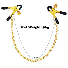 Load image into Gallery viewer, Adjustable Nipple Clamps with Gold Metal Chain, Nipple Clamps Non Piercing, Nipple Clips Clamps, Nipple Toys for Own Use or Couple Flirting (Gold-A)
