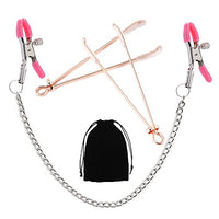 MONEYN Nipple Clamps Set of 2, Nipple Clamps with Chain Sex, Nipple Clamps Non Piercing Nipple Toys for Adult Women Pleasure (Pink)