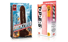 Load image into Gallery viewer, Sexy, Kinky Gift Set Bundle of Cockzilla Nearly 17 Inch Realistic Black Colossal Cock and Icon Brands Toppers - Natural, Extender Sleeve
