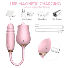 Load image into Gallery viewer, Rose Toy Vibrator for Woman, Rose Toy with 10 Thrusting &amp; Vibration Modes, Rose Sex Stimulator for Women with Thrusting Dildo, Sex Toys with Clitoral Tongue, Sexual Tools for Women(Pink)
