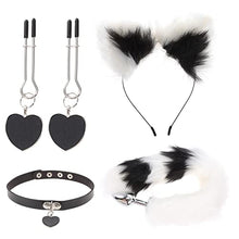 Load image into Gallery viewer, Women Fluffy Fox Set with Fox Tail Butt Plug Collar Nipple Ring and Plush Fox Ear Headband Faux Fur Cat Cosplay Toy Flirting Pleasure Game Toy
