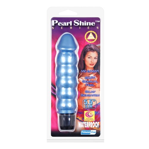 Golden Triangle Pearl Shine Beaded 5.5 Inch Waterproof Vibe, Blue