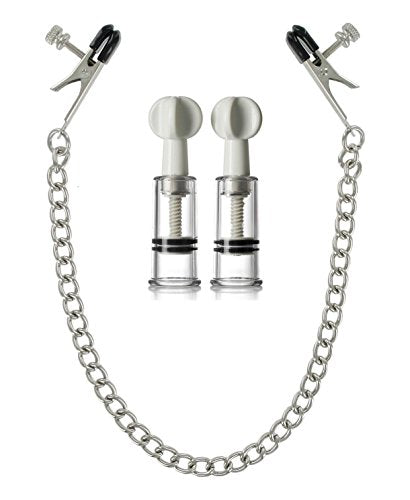 Nipple Clamps Clips with Metal Chain and Nipple Sucker Clit Sucker Female Masturbators Breast Pump Sucker