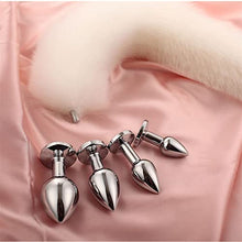 Load image into Gallery viewer, wangbo11 Sexy Fox Tail with Detachable Smooth Touch Metal Prostate Massager Anal Butt Plug Sex Toys for Fetish Cosplay Flirt Accessories (Color : White M)
