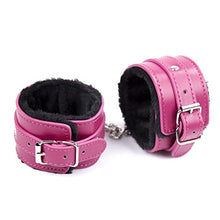 Load image into Gallery viewer, SOIMISSAdjustable PU Leather Plush Handcuffs Restraining Toy Adult Bondage Pleasure Toy (Rosy Feet Cuffs)
